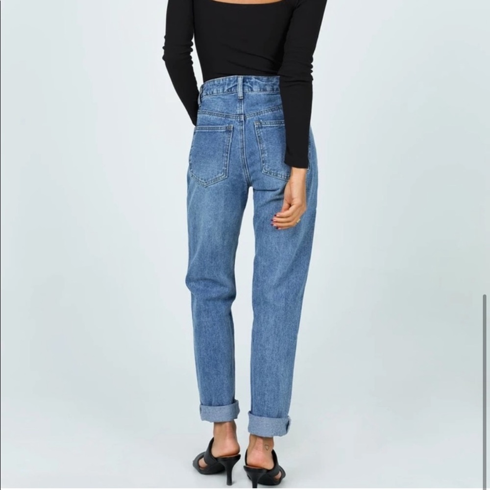 Princess Polly Hayden High Rise Cuffed Crop Distressed Boyfriend Jeans Size 4 US - Picture 4 of 12